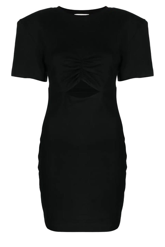 The wrapped cut-out detail T-shirt dress in black color from the brand NENSI DOJAKA