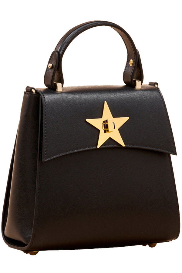 The Star Curve Mini Bag from NINI.The Star Curve mini bag in black and gold colours from the brand NINI