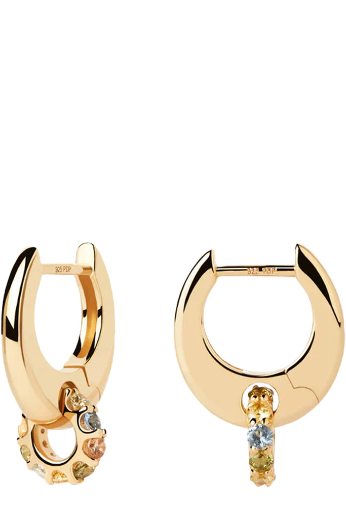 The Rainbow Spin hoop earrings in gold and multicolor from the brand P D PAOLA