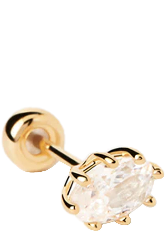 The Umai single earring in gold and clear colours from the brand P D PAOLA