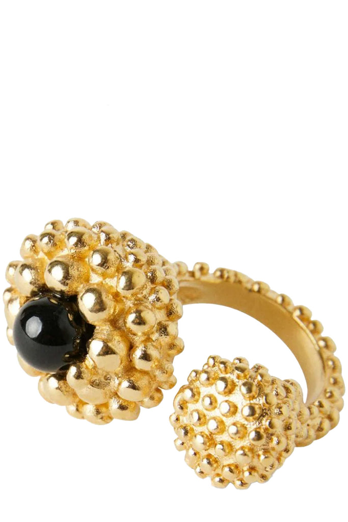 The Karpos ring in gold and black colors from the brand PAOLA SIGHINOLFI