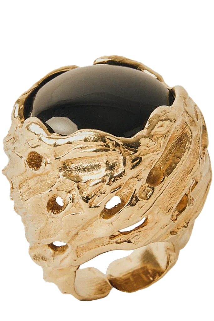 The Pietra ring in gold and black colours from the brand PAOLA SIGHINOLFI
