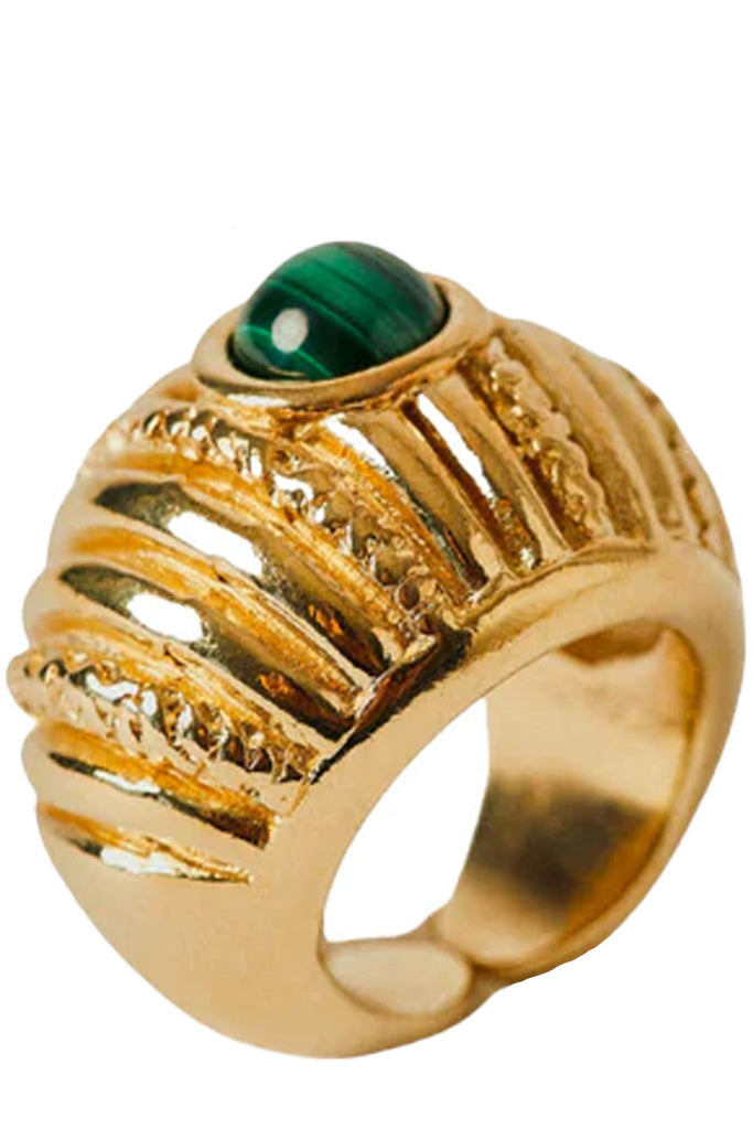 The Reef ring in gold and green colours from the brand PAOLA SIGHINOLFI