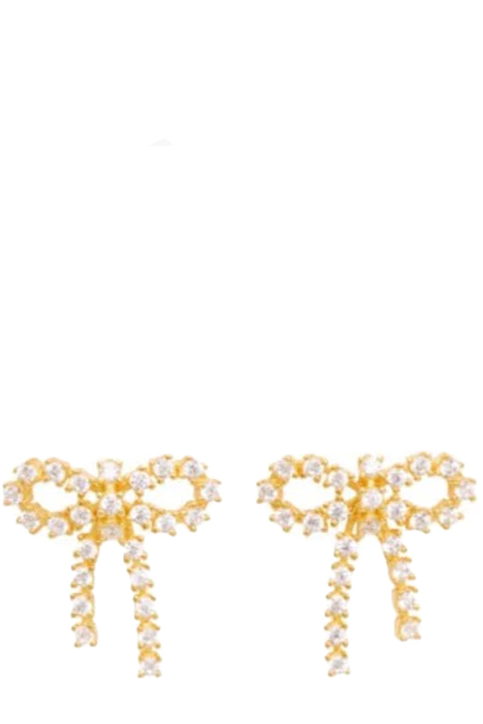 The Arco Small Crystal stud earrings in gold and clear colours from the brand PICO COPENHAGEN