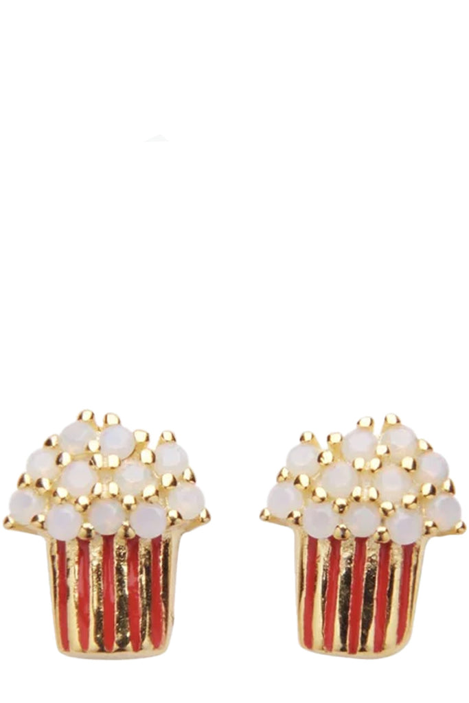 The Popcorn Crystal stud earrings in gold and red colours from the brand PICO COPENHAGEN