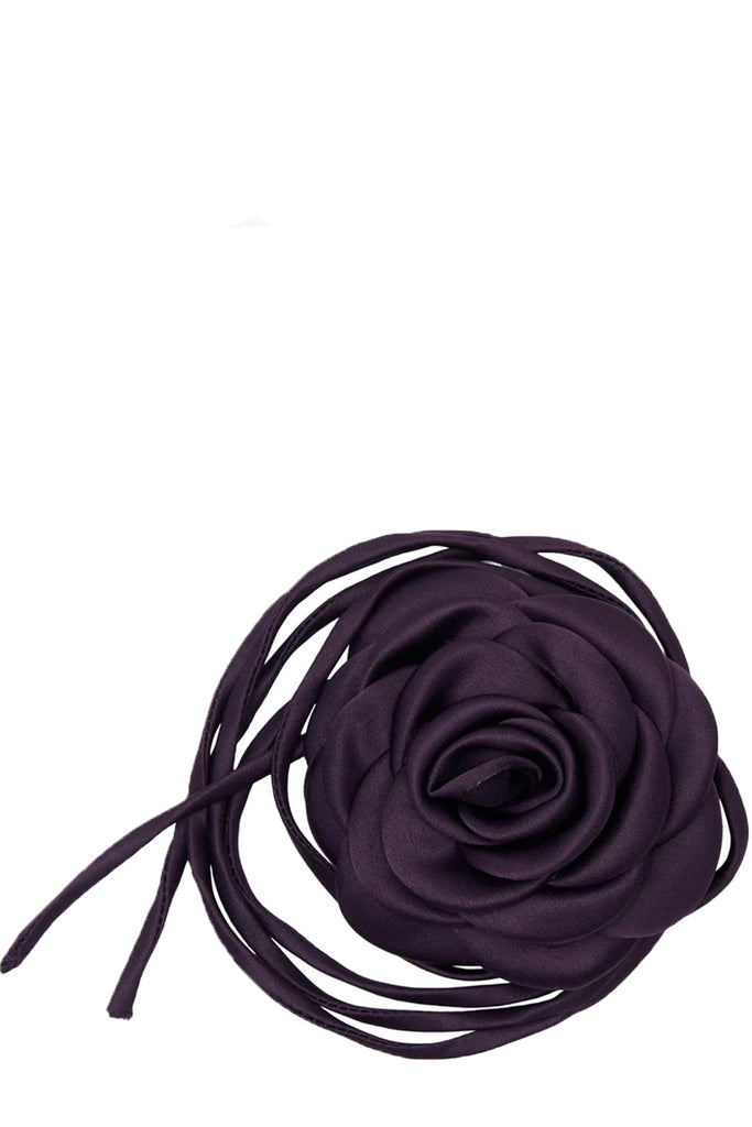 The Satin Rose string choker in aubergine colour from the brand PICO COPENHAGEN