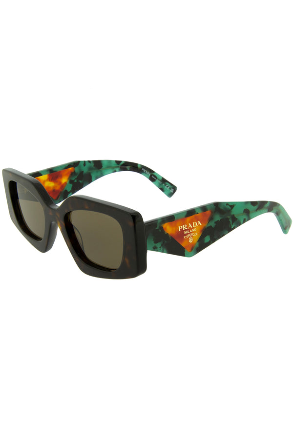 The Temple Geometric Sunglasses in Turtoise colour from the brand PRADA