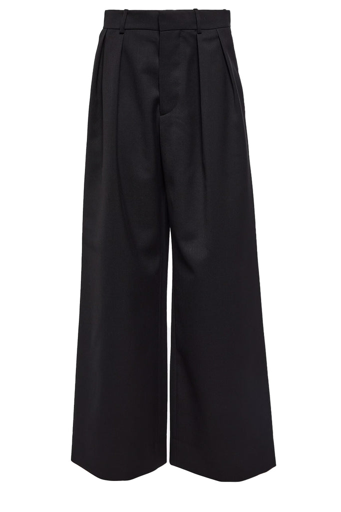The Low-Rise Tapered Wide-Leg Pants in black colour from the brand Wardrobe.NYC