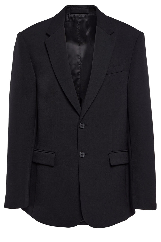 The Oversize Single-Breasted Virgin Wool Blazer in black colour from the brand Wardrobe.NYC