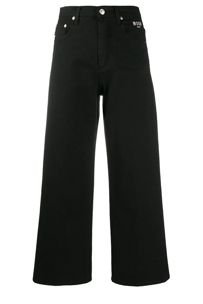 Wide-Leg Cropped Pants With Logo