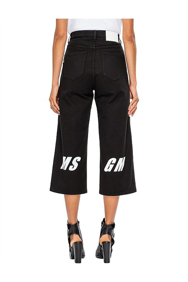 Wide-Leg Cropped Pants With Logo