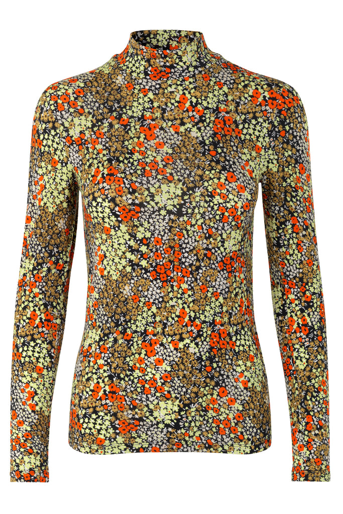 Elsi Floral-Print Lyocell-Blend Turtleneck Top