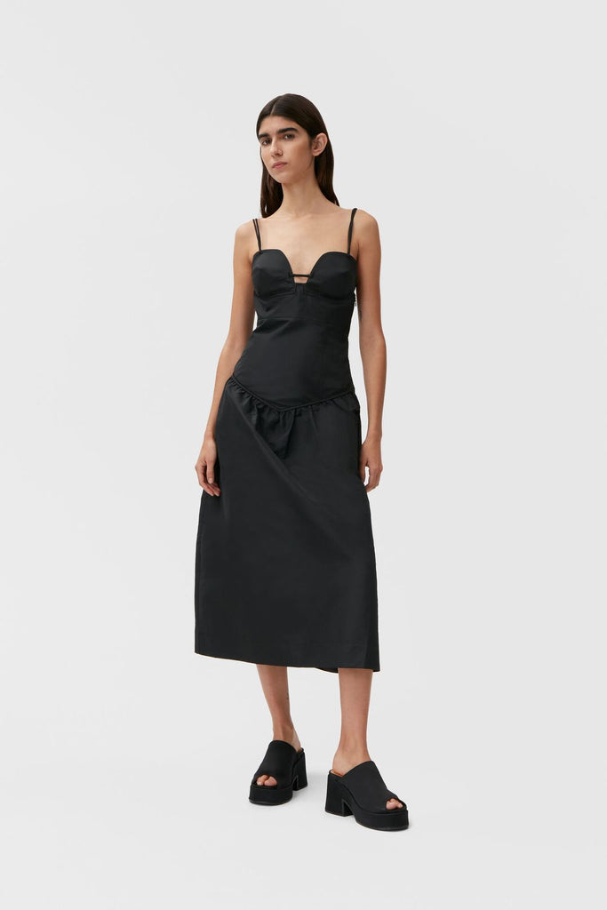 Black Ruched Halter Neck Midi Dress - Sassy Dresses