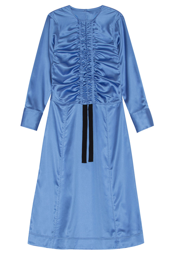 Ruched-Detail Satin Midi Dress
