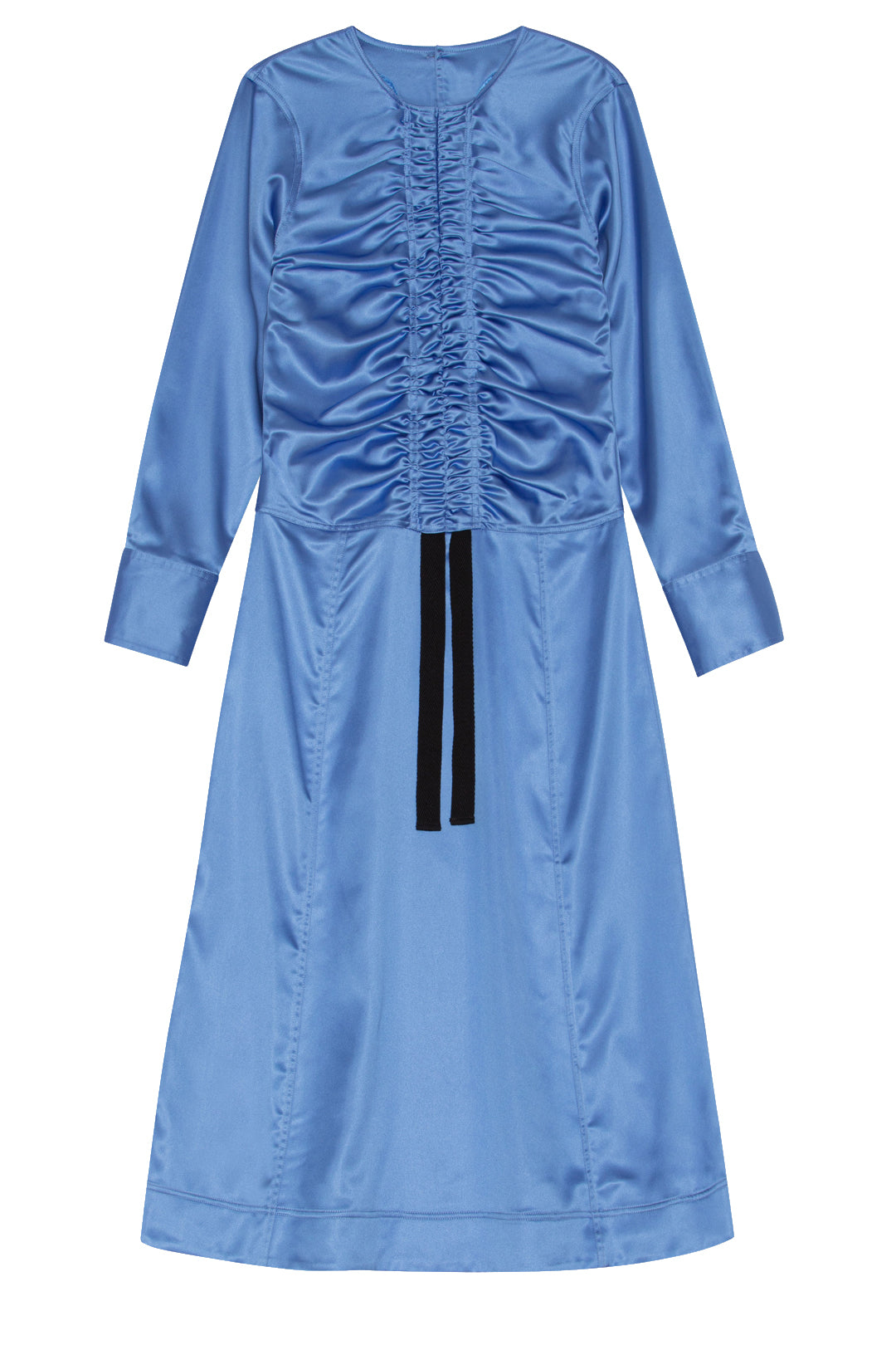 ganni ruched midi dress GANNI | Ruched Stretch-Lace Midi Dress