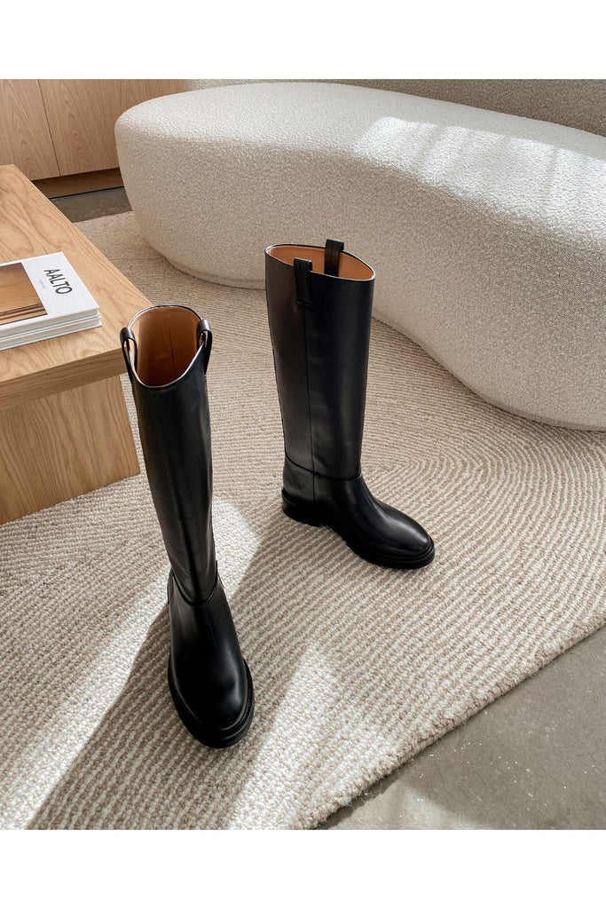 FLATTERED | Frances Knee-High Leather Boots | sparklemonde.com