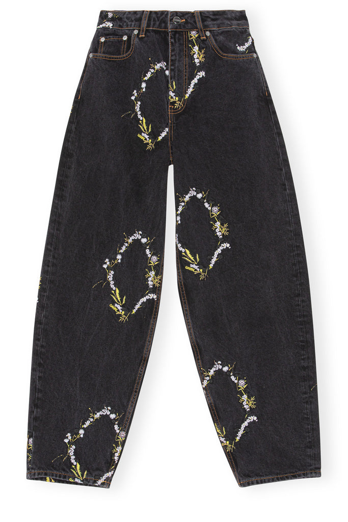 Floral Star-Embrodiered Denim Jeans