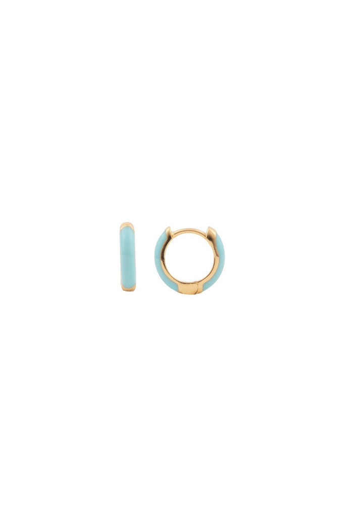 all the luck in the world bloom small huggie hoop earrings light bluegold fulbevalo