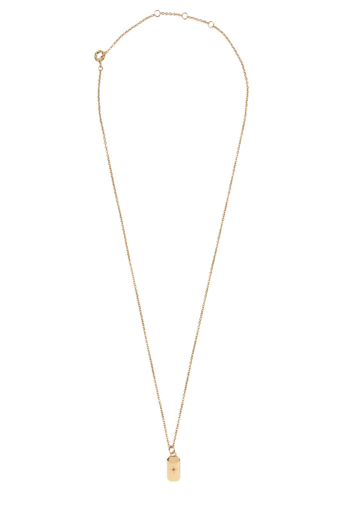 The Rectangle Star necklace in gold and pink colors from the brand ALL THE LUCK IN THE WORLD