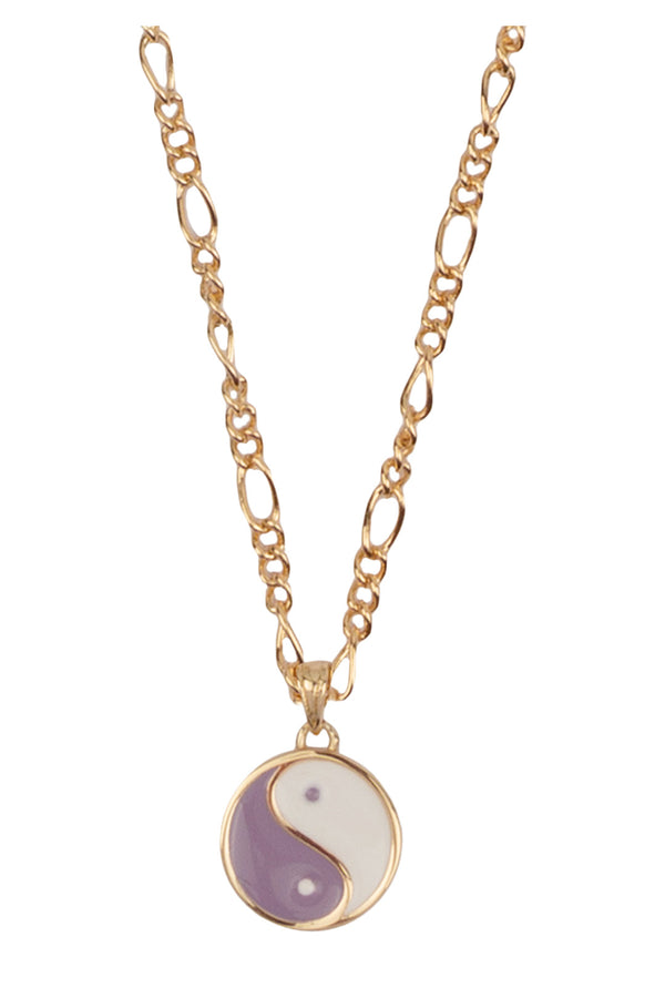 The Ying Yang coin necklace in purple and gold color from the brand ALL THE LUCK IN THE WORLD
