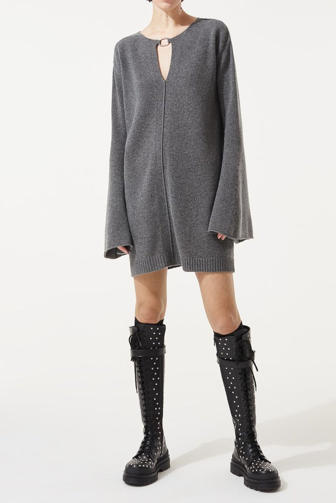 Long-Sleeve Wool Mini Dress