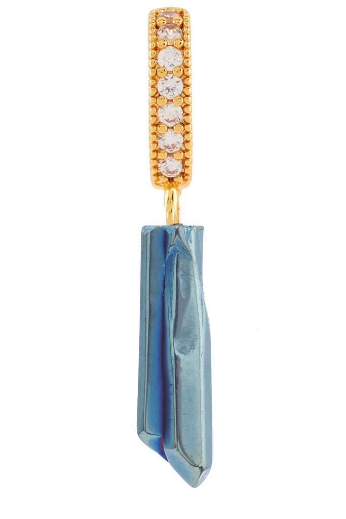 The titanium pendant with pave connector in blue and gold colors from the brand CRYSTAL HAZE