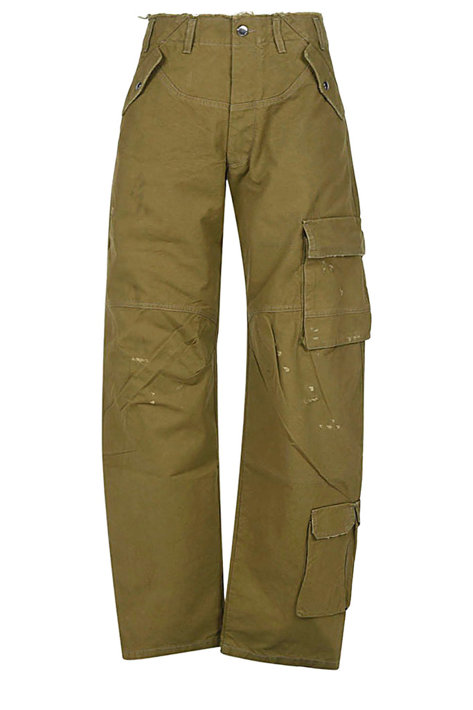 The Rosalind bow cargo pants in military green color from the brand DARKPARK