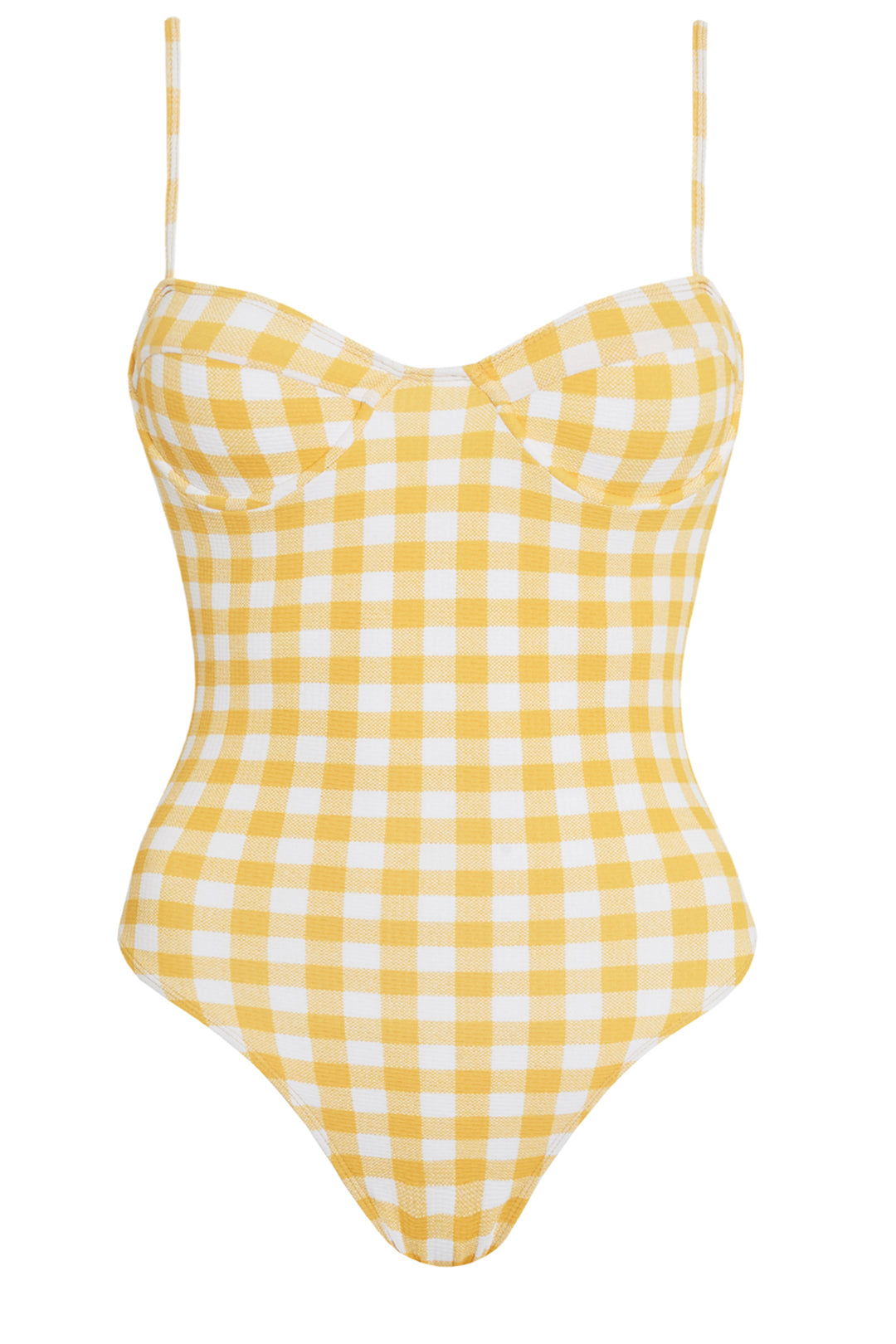 Yellow One Piece Swimsuit / Bodysuit in Crinkle Stretch / Classic