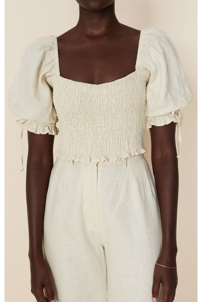White Marinia square-neck linen mini dress, Faithfull The Brand