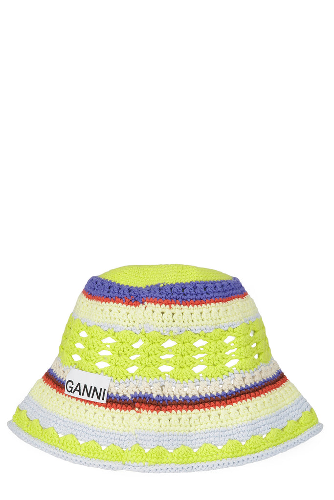 The crocheted organic cotton bucket hat in multicolor from the brand GANNI.