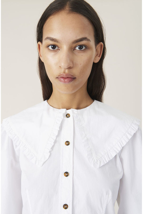 ganni fitted organic cotton shirt bright white organikus pamut ing