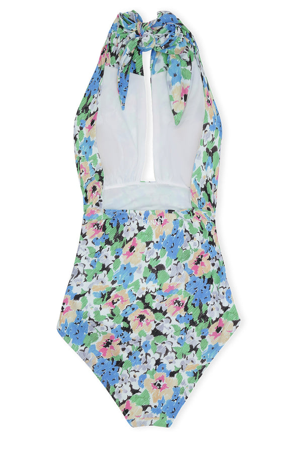 Floral-Print Halterneck Recycled Polyamide Swimsuit