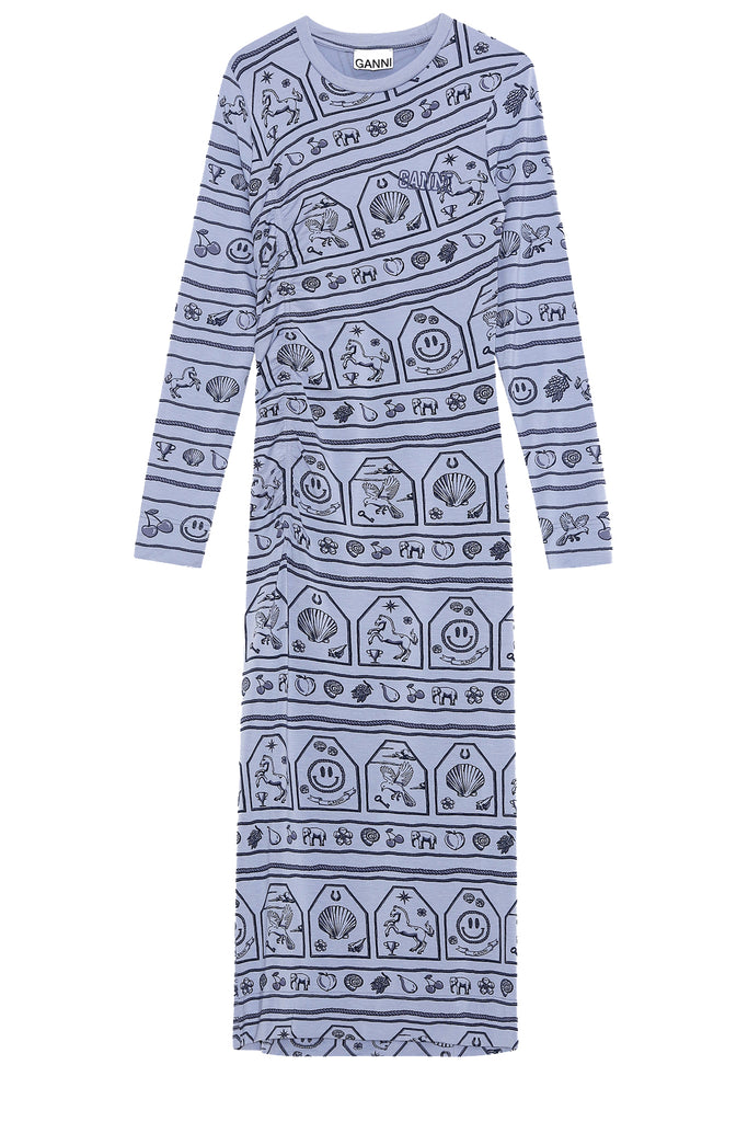 GANNI | Graphic-Print Long-Sleeve Midi Dress | sparklemonde.com GANNI | Graphic-Print Long-Sleeve Midi Dress | sparklemonde.com