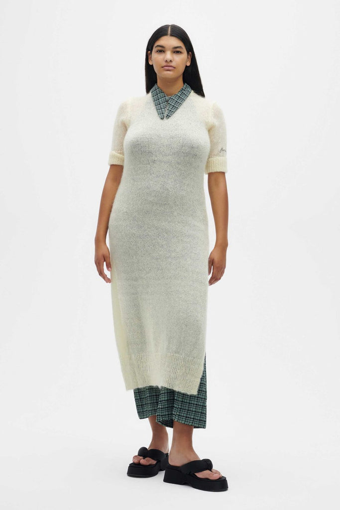 GANNI, Mohair-Blend O-Neck Midi Dress