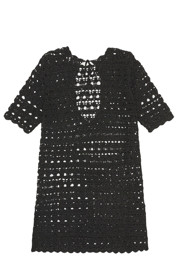 Open-Back Crochet Mini Dress