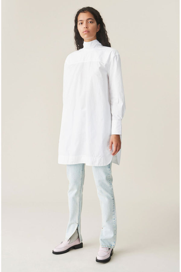 ganni organic cotton shirt dress bright white ingruha