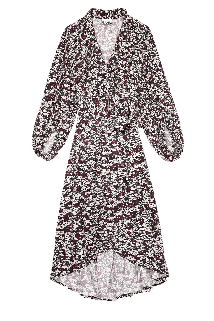 GANNI | Printed Wrap Dress Phantom | sparklemonde.com GANNI | Printed Wrap Dress Phantom | sparklemonde.com