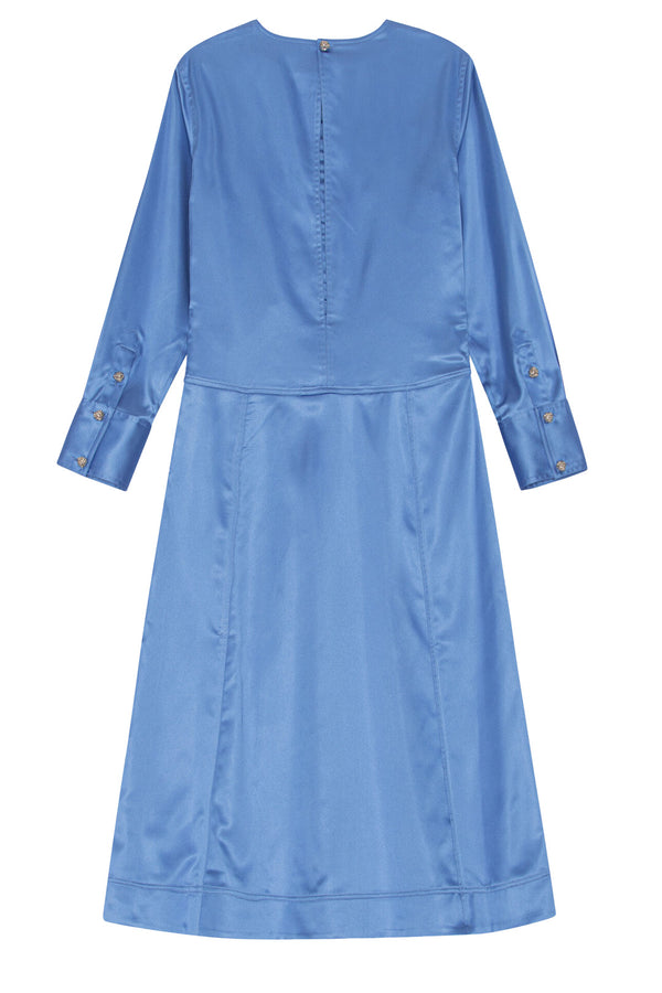 Ruched-Detail Satin Midi Dress