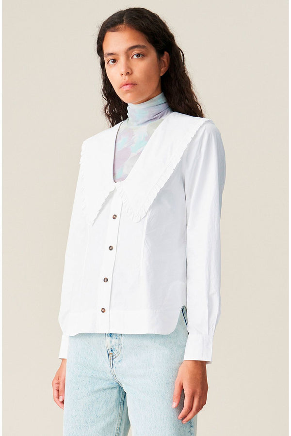 ganni vneck organic cotton shirt bright white organikus pamut ing