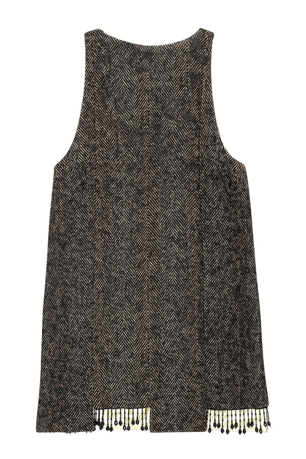 V-Neck Structured Woven Mini Dress