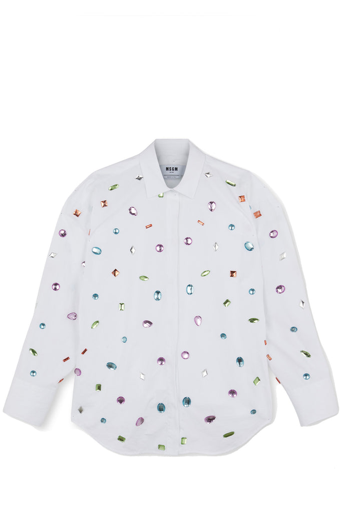 Crystal-Embellished Crispy Cotton Poplin Shirt