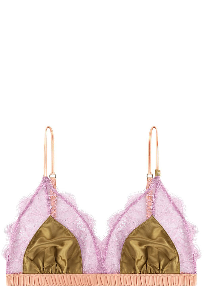 Velvet Bralette. Bright Pink Triangle Bralette Top. Luxurious
