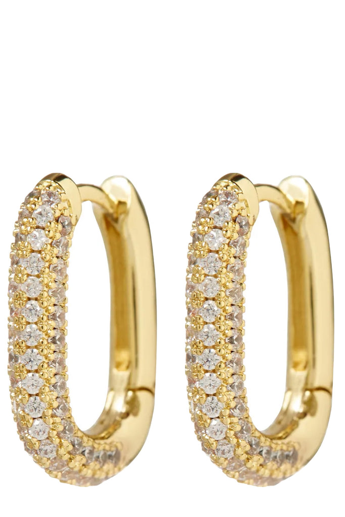 The pave chain link huggie earrings in gold colour from the brand LUV AJ