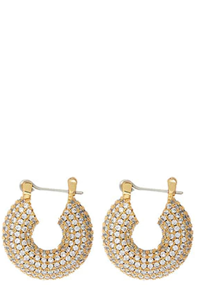  The pave mini donut hoop earrings in gold colour from the brand LUV AJ