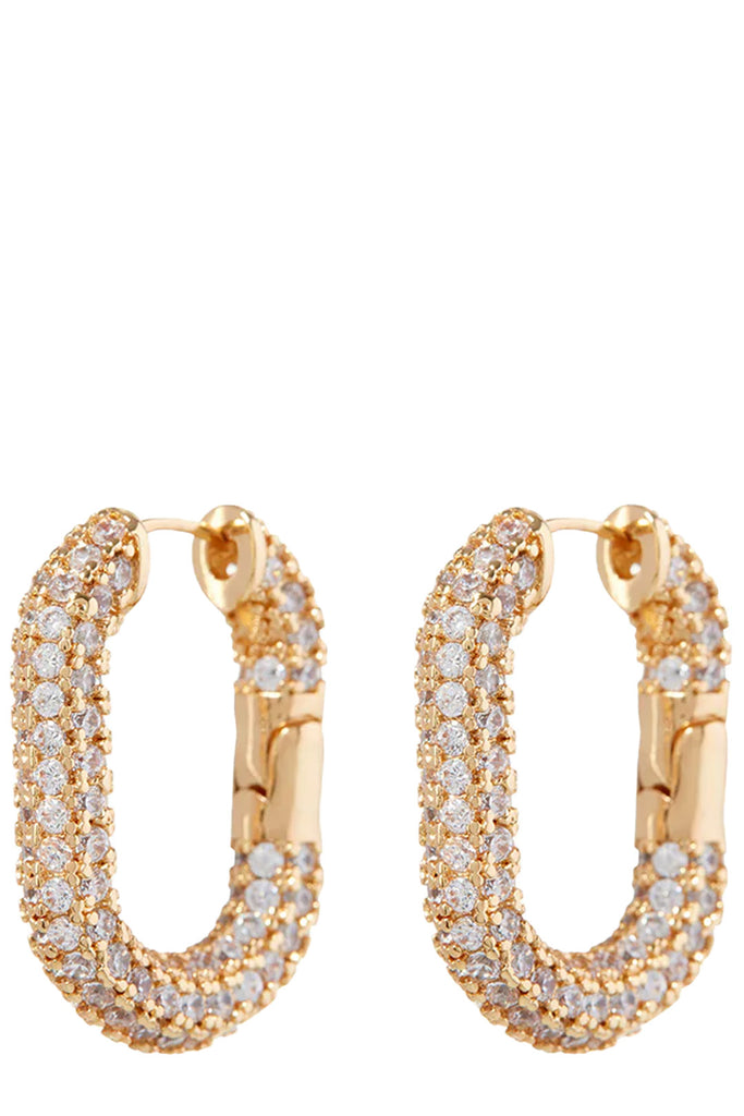 The XL pave chain link hoop earrings in gold colour from the brand LUV AJ