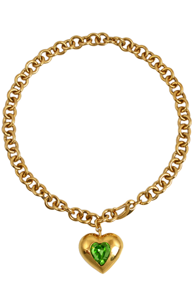 The Elvira necklace in gold and green color from the brand MAYOL JEWELRY
