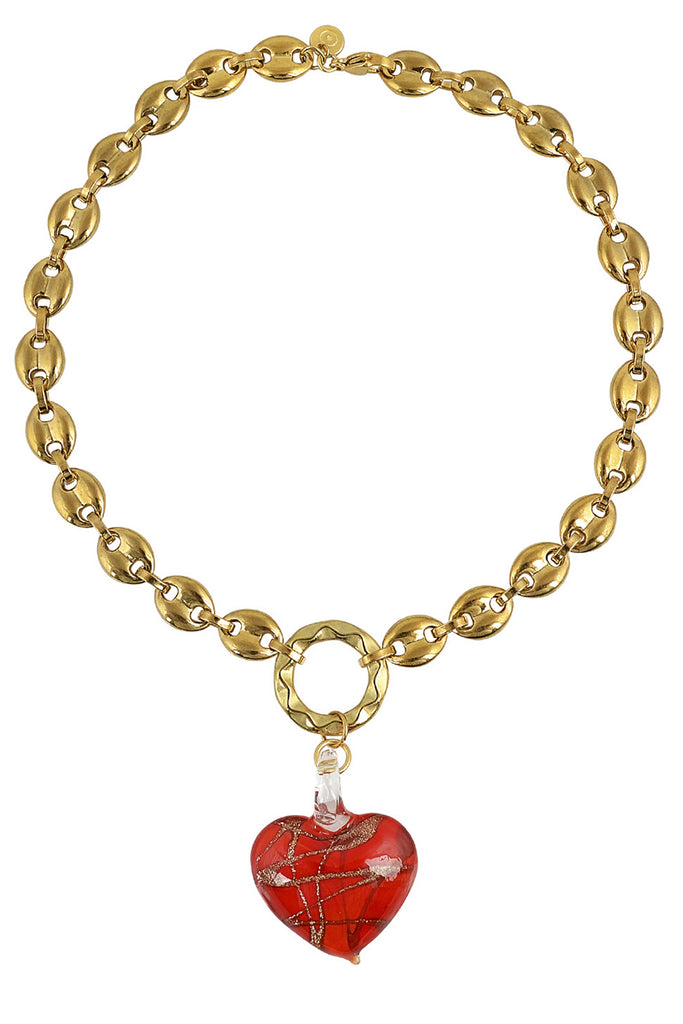 The Heart Of Glass necklace in red color from the brand MAYOL JEWELRY