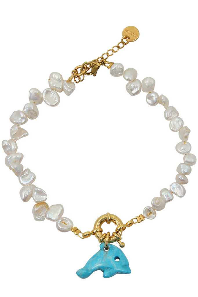 The Jacques anklet in pearl color from the brand MAYOL JEWELRY