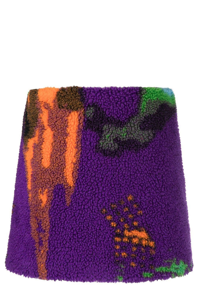 Abstract-Pattern Teddy Mini Skirt