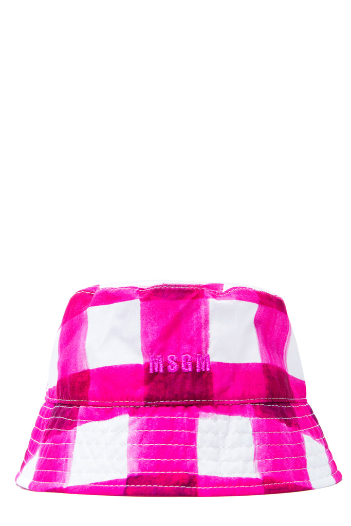 Checked Logo-Embroidered Cotton Bucket Hat